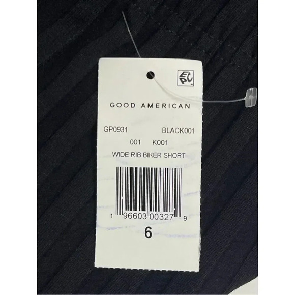 Good American Wide 90s Ribbed Biker Athletic Shorts Black 6 3X Pull On High Rise - Picture 9 of 10